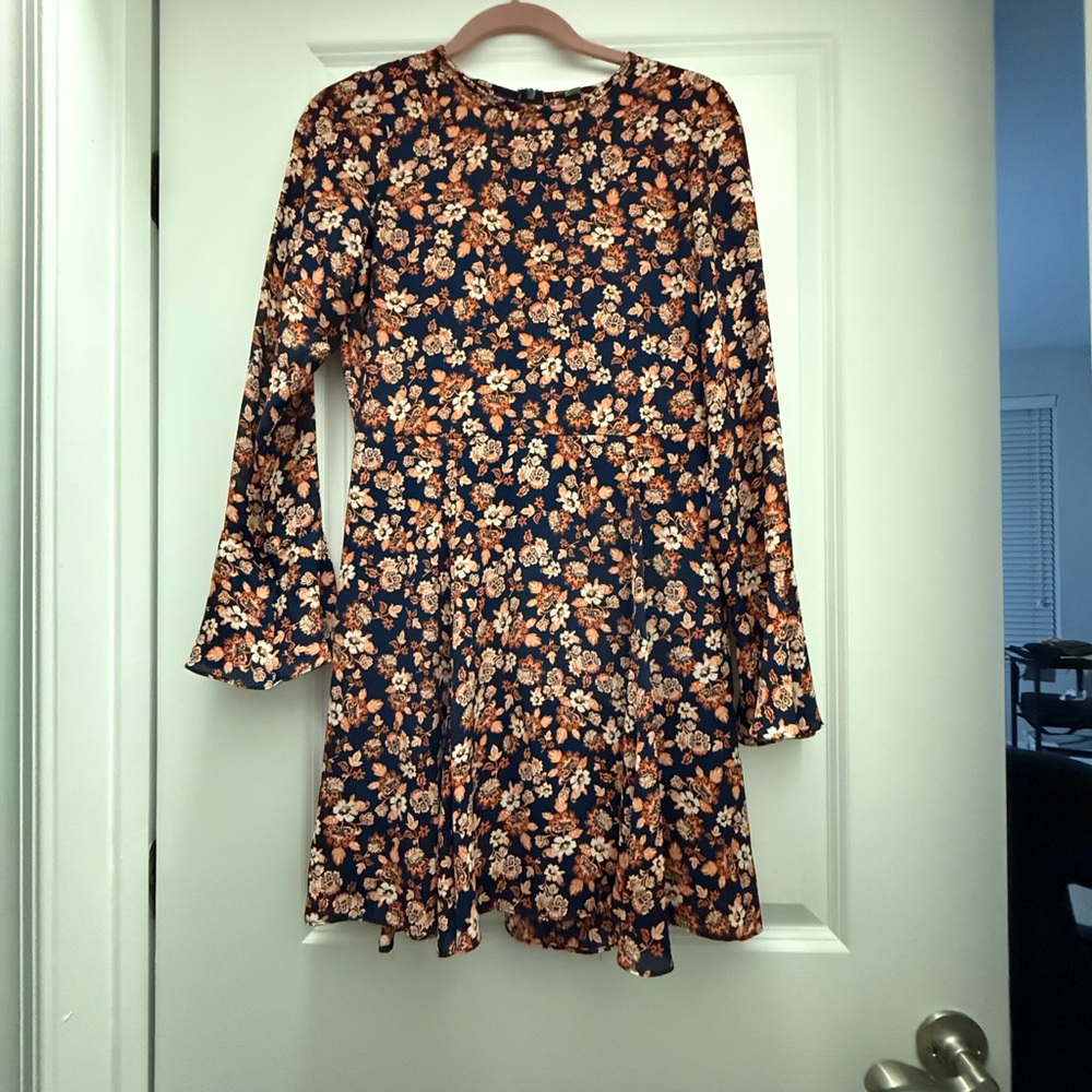 Design Lab Lord & Taylor Floral Dress - Navy and Orange